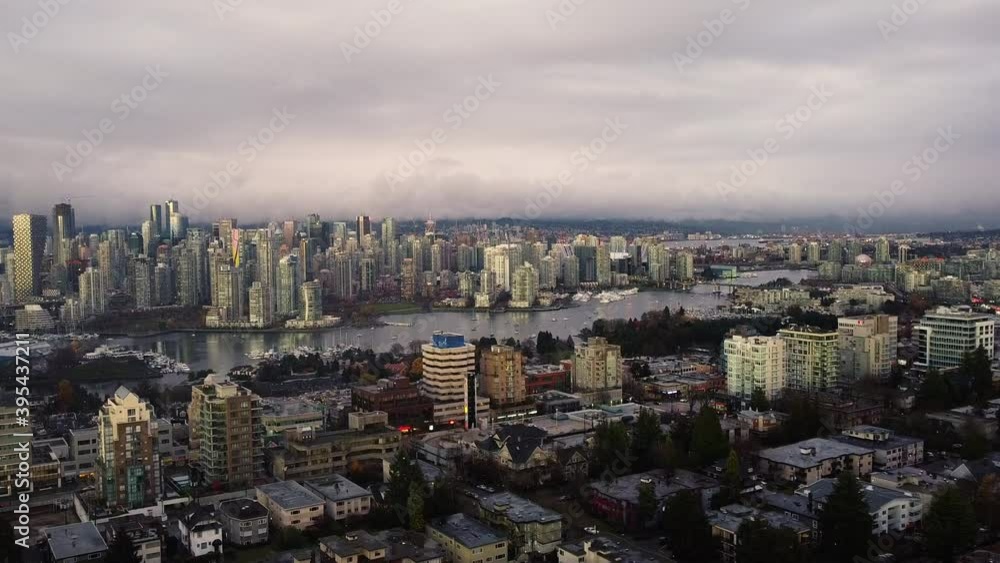 Aerial view of Vancouver downtown on a cloudy autumn day Aerial view of Vancouver downtown on a cloudy autumn day
