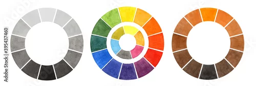 Panel kuchenny z motywem Set watercolor abstract colorful and gray circle for artist isolated on white background. Art creative hand-drawn object for florist, sketchbook, coloring book
