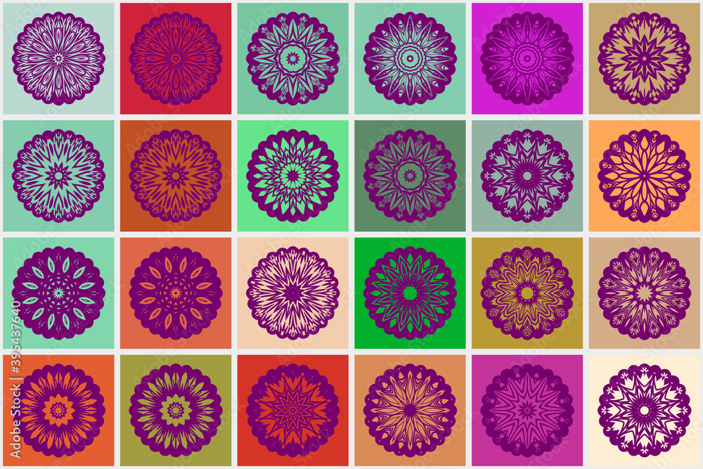 Pattern with mandalas. Decorative elements. Oriental pattern, vector illustration. Pattern with mandalas. Decorative elements. Oriental pattern, vector illustration.