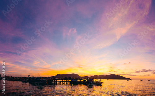 Photos of sunset views with beautiful skies.