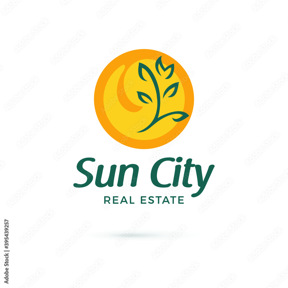 Sun nature logo. Real estate vector Sun nature logo. Real estate vector