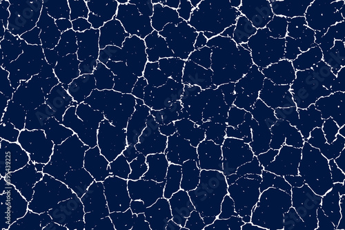 Cracks seamless pattern. Blue background. Crack marble texture. Abstract grunge urban effect. Contemporary cracked texture. Modern stylish crackle design for prints. Distressed cracking. Vector