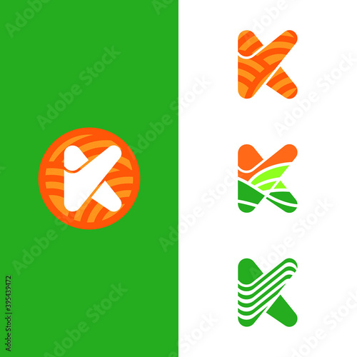 K letter vector design with flat lines