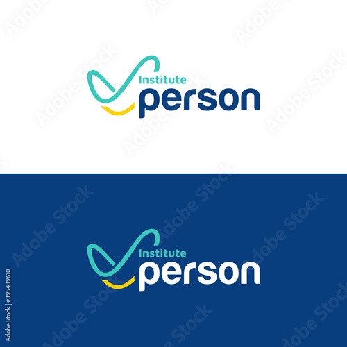 Person institute vector logo. Abstract line elements photo
