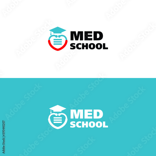 Med school. Medicine education logo design