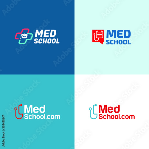 Med school. Medicine vector logo design
