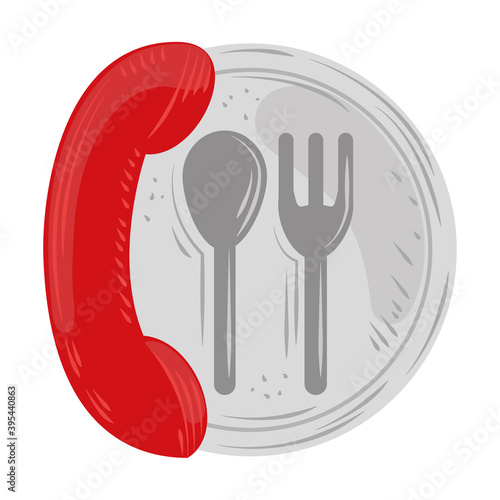 fast delivery service telephone restaurant concept