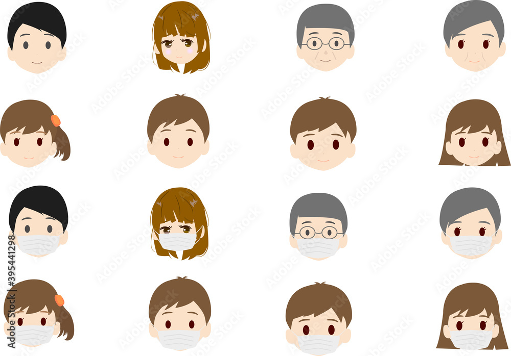 可愛くてシンプルな顔のアイコンイラスト