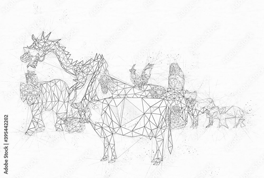 Obraz premium 抽象的な十二支のイラスト