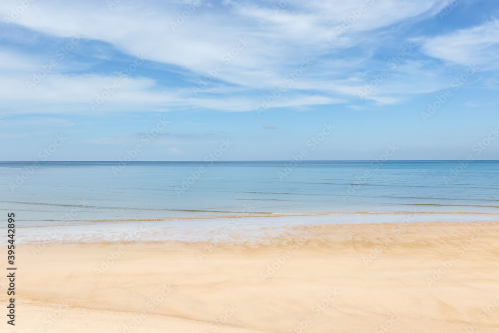 Fototapeta premium Beautiful nature of the Andaman Sea and white sand beach in the morning at Patong Beach.