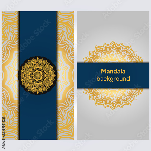 Ornamental floral business cards or invitation with mandala. Vector illustraiton
