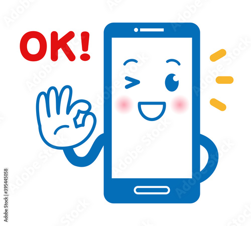 スマートフォンの擬人化キャラクター（OKサイン）