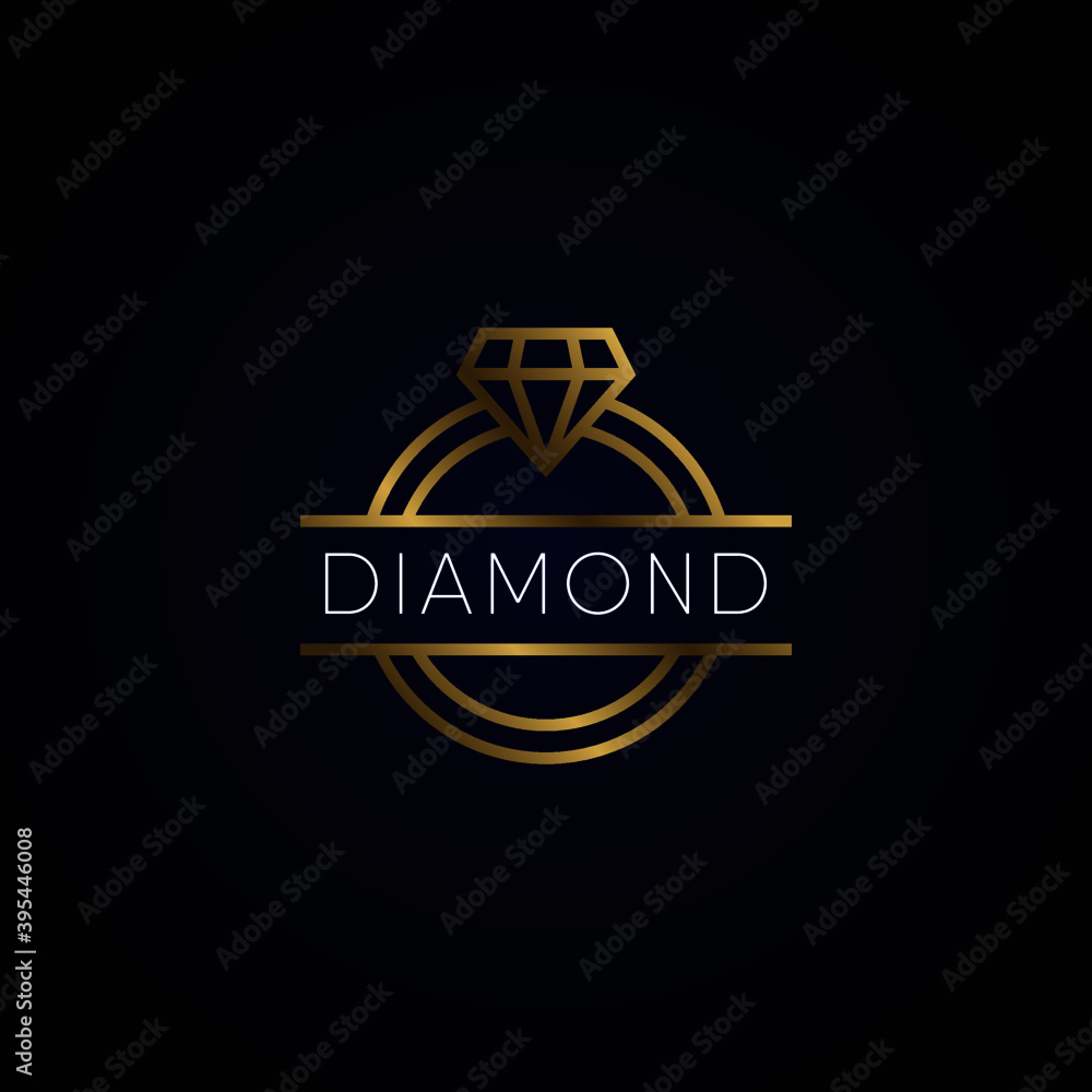 Obraz premium Vector diamond ring logo design. Jewelry logo. Design concept for luxury jewelry store, wedding salon, handmade jewelry
