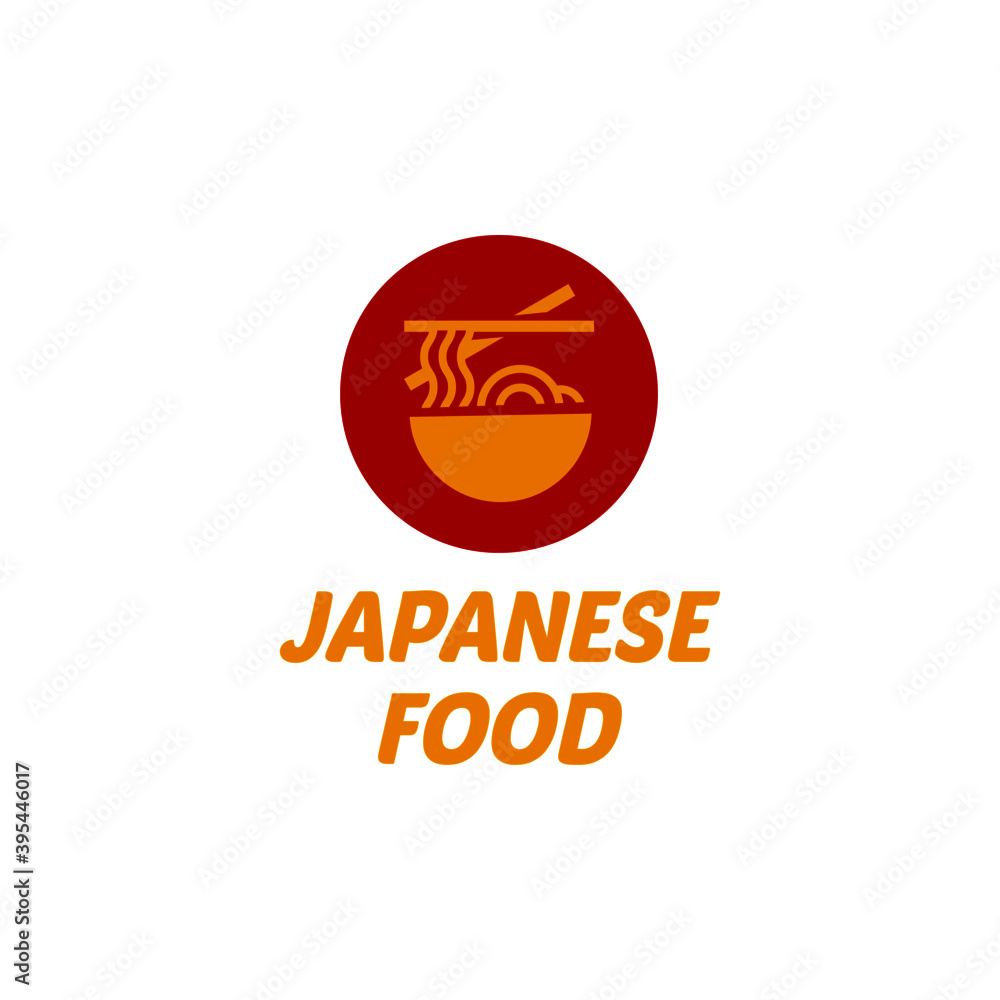 Japanese noodle logo on white background. Ramen restaurant sign symbol. vector illustration in flat style modern design. Japanese food logo stock vector Illustration.