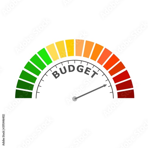 Gradient scale. Budget level measuring device. Sign tachometer, speedometer, indicators. Infographic gauge element.