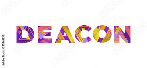 Deacon Concept Retro Colorful Word Art Illustration
