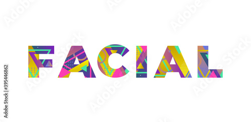 Facial Concept Retro Colorful Word Art Illustration