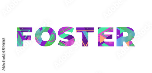 Foster Concept Retro Colorful Word Art Illustration