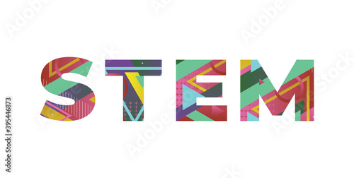 STEM Concept Retro Colorful Word Art Illustration