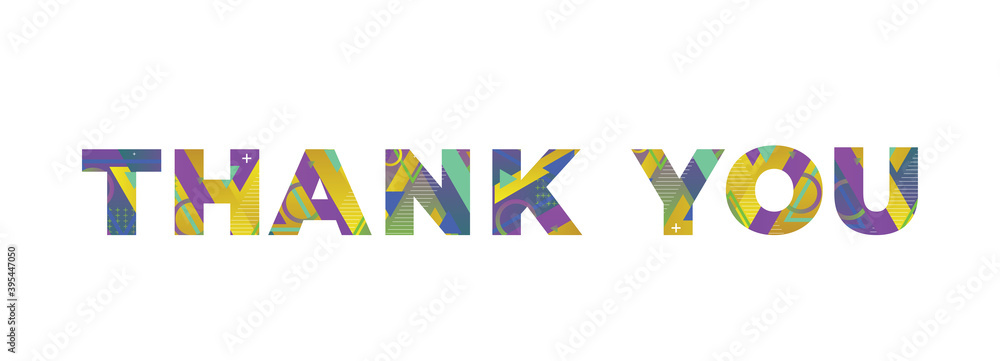 Thank You Concept Retro Colorful Word Art Illustration