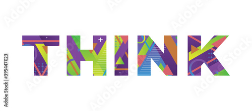 Think Concept Retro Colorful Word Art Illustration