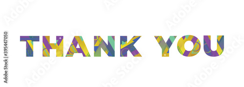 Thank You Concept Retro Colorful Word Art Illustration