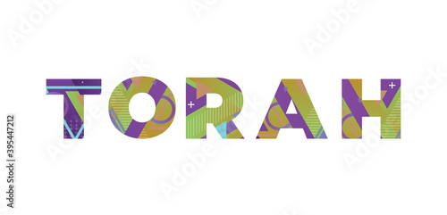 Torah Concept Retro Colorful Word Art Illustration