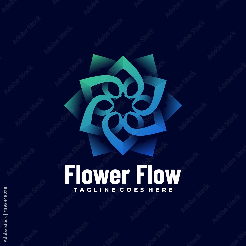 Vector Logo Illustration Flower Flow Gradient Colorful Style.