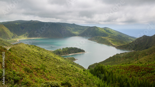 Panorama Lac de Feu aux Açores à Saõ Miguel en été