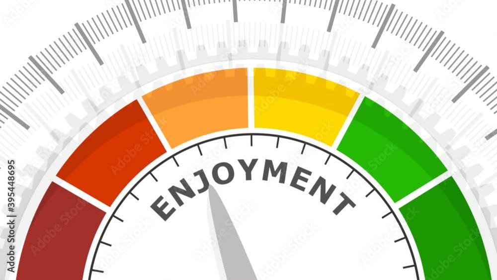 Color scale with arrow from red to green. The measuring device icon. Enjoyment level indicator. Colorful infographic gauge element. 3D rendering. Color scale with arrow from red to green. The measuring device icon. Enjoyment level indicator. Colorful infographic gauge element. 3D rendering.