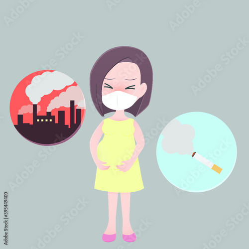 pregnant woman prevent smoke and dust photo