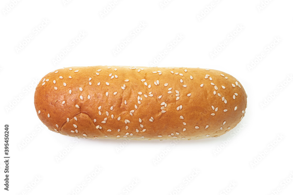 The close up of gourmet hot dog bun fast-food isolated on white background for American breakfast and lunch. The close up of gourmet hot dog bun fast-food isolated on white background for American breakfast and lunch.