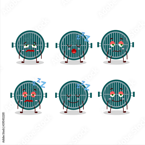 Cartoon character of grill with sleepy expression