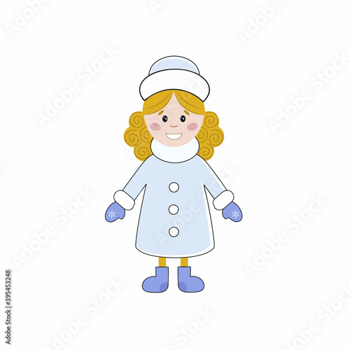 Snow maiden isolated on a white background. Vector of a cartoon character. Illustration for new year and Christmas.