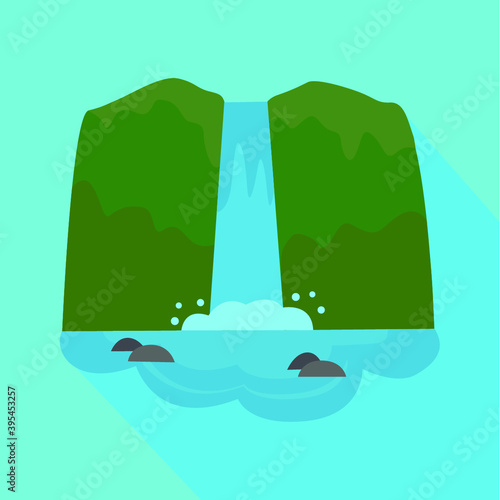 Icono de cataratas y ríos a color, ideal para señalética de zonas arqueológicas. Ilustración vectorial.