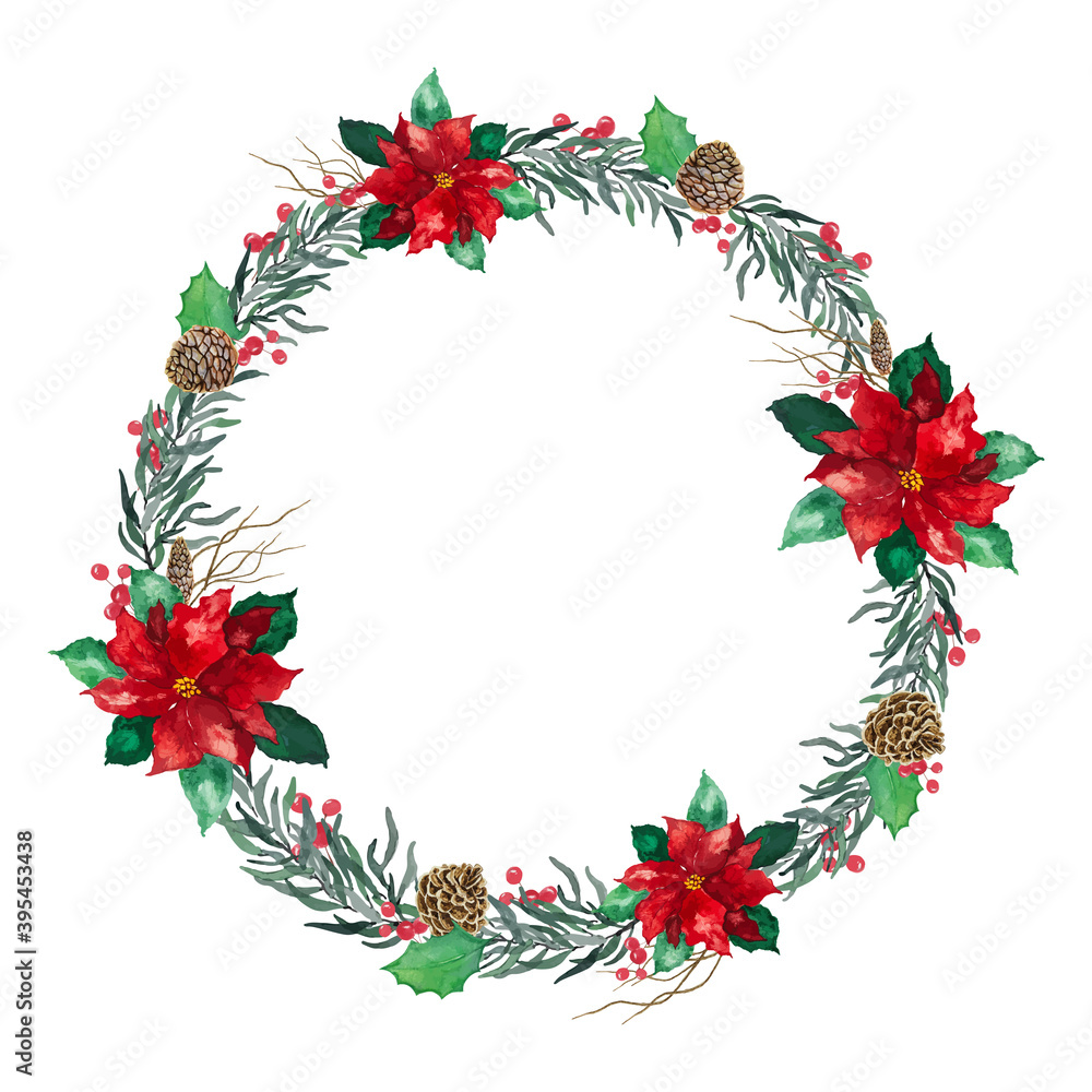 Mistletoe Christmas over white background - water colour drawing for Christmas celebration decoration object concept Mistletoe Christmas over white background - water colour drawing for Christmas celebration decoration object concept