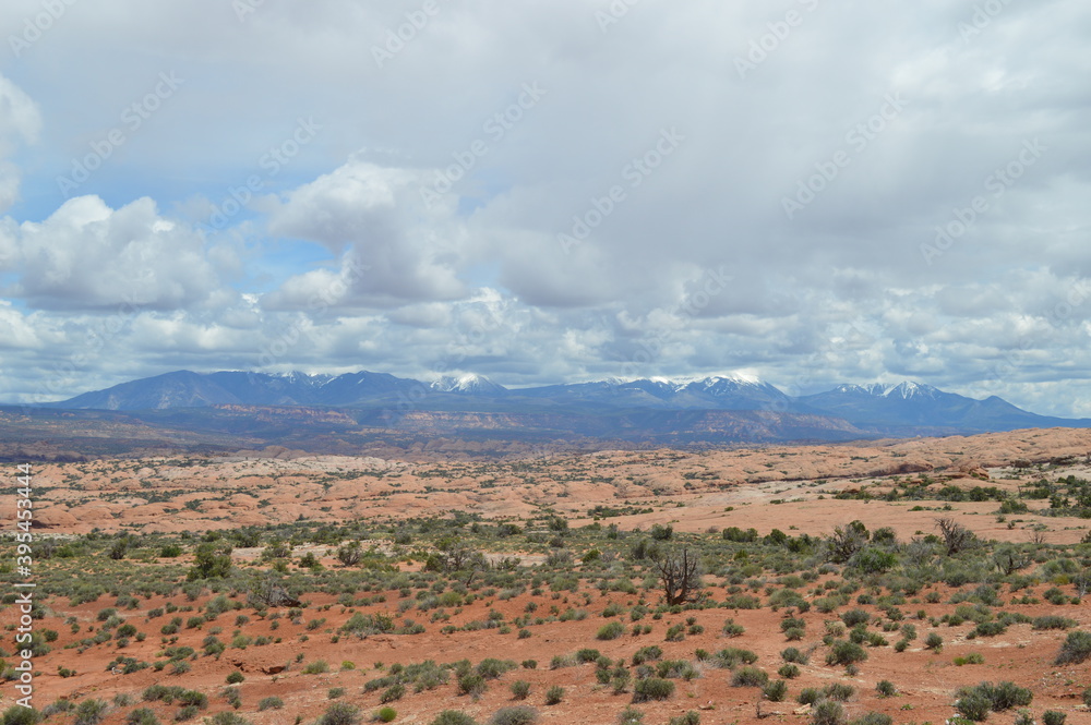 Fototapeta premium La Sal Mountain Range from across Arches National Park