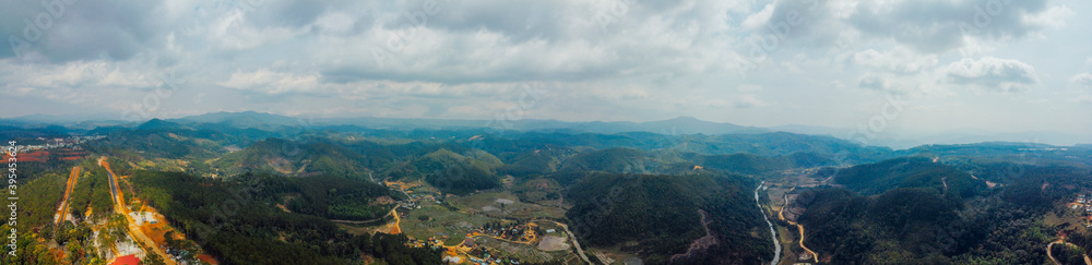 Aerial view of Mang Den area in Kom Tum, Gia Lai, Vietnam