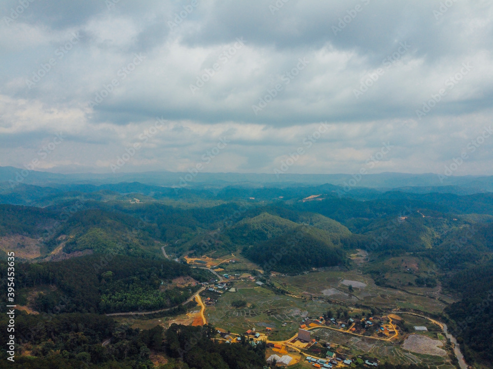Aerial view of Mang Den area in Kom Tum, Gia Lai, Vietnam