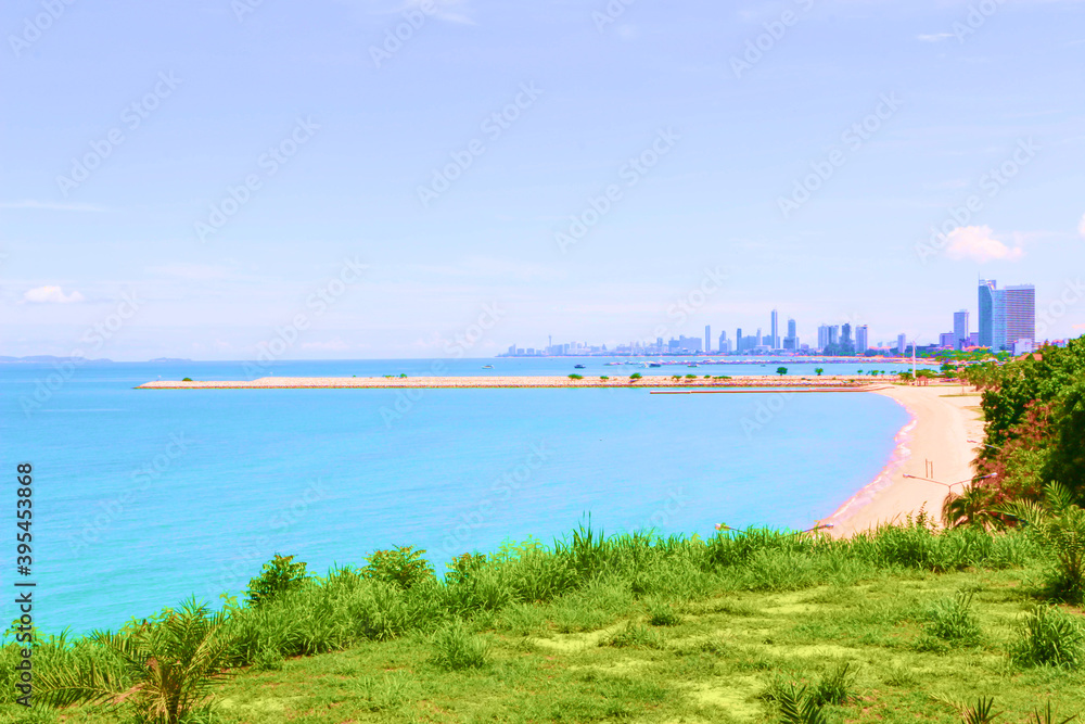 Fototapeta premium Sky, beach, sea and city views
