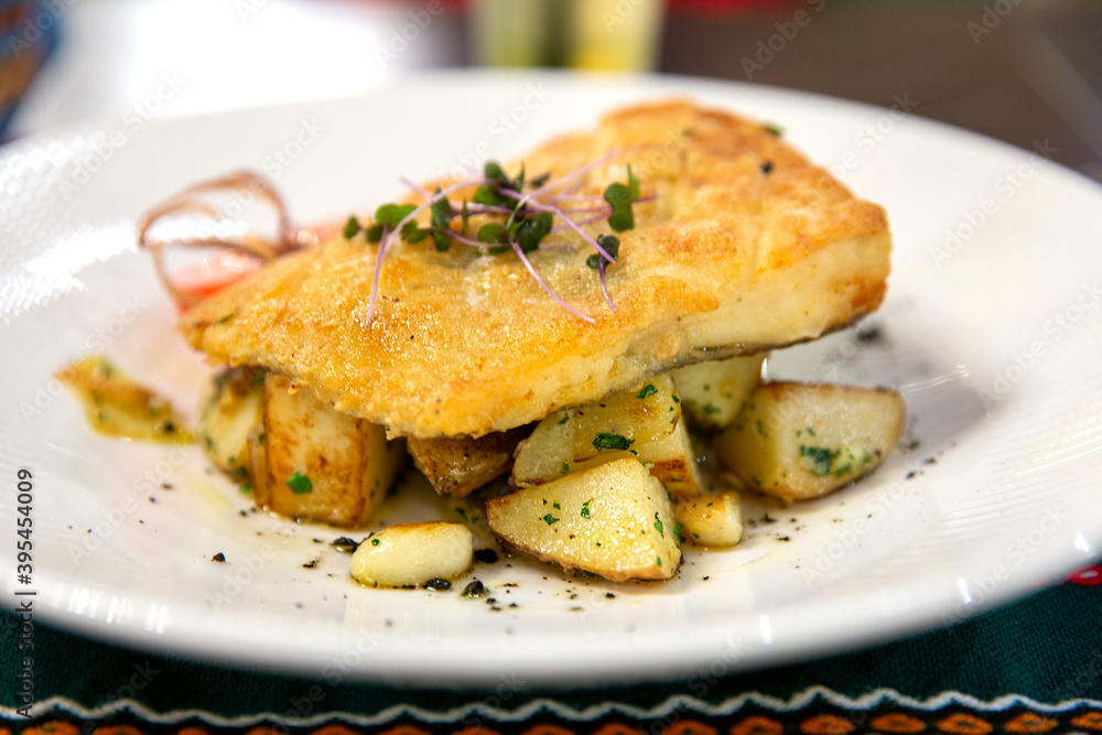 Delicious fried mackerel fillets with potatoes Delicious fried mackerel fillets with potatoes