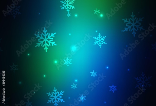 Dark Blue  Green vector backdrop in holiday style.