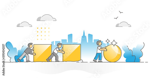 Efficiency and productivity with work improvement and effort outline concept