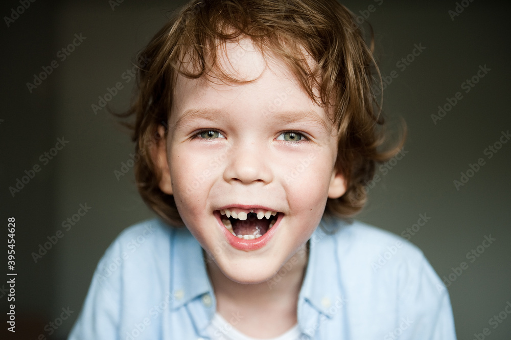 Portrait of a cute emotional child. The concept of changing teeth. Portrait of a cute emotional child. The concept of changing teeth.