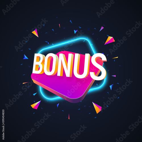 Web banner Bonus sign letters 3d isolated vector design elements. 