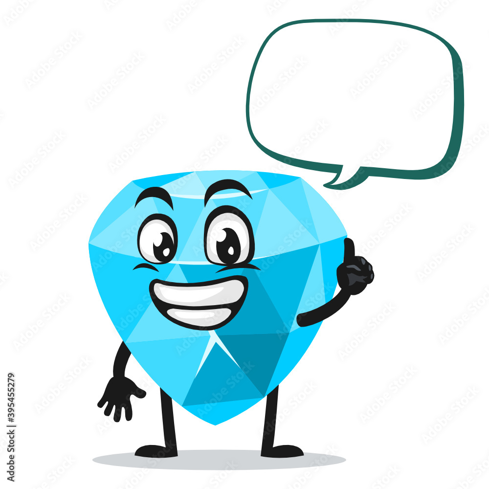 Naklejka premium vector illustration of diamond mascot or character says with blank balloon speech