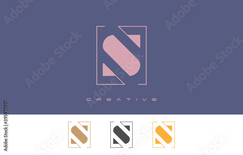 alphabet capital letter S logo design in rectangle shape