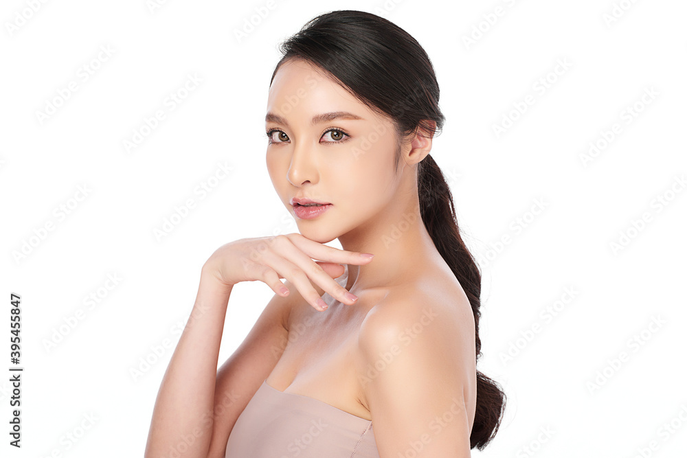 Beautiful young asian woman with clean fresh skin on white background, Face care, Facial treatment, Cosmetology, beauty and spa, Asian women portrait Beautiful young asian woman with clean fresh skin on white background, Face care, Facial treatment, Cosmetology, beauty and spa, Asian women portrait