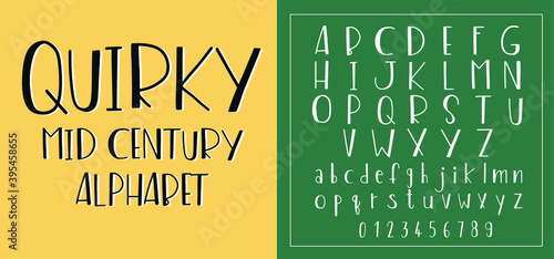Quirky and playful mid century handwritten font and number for creative artwork design such as typography, vintage poster, book cover, children book, Christmas greeting card, retro banner and so on.