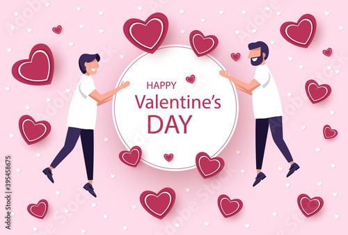 LGBT, gay. Love of two men, valentine's day.